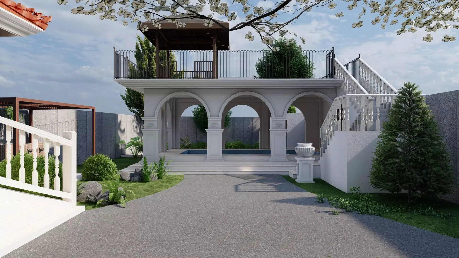 classic colonials swiming pool 3D model_0