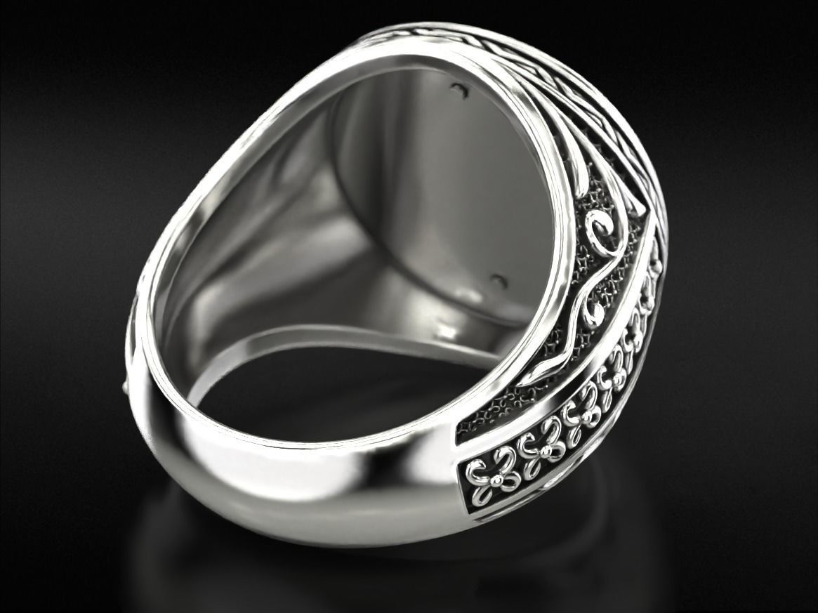 Patterned lion ring 780 3D print model_17