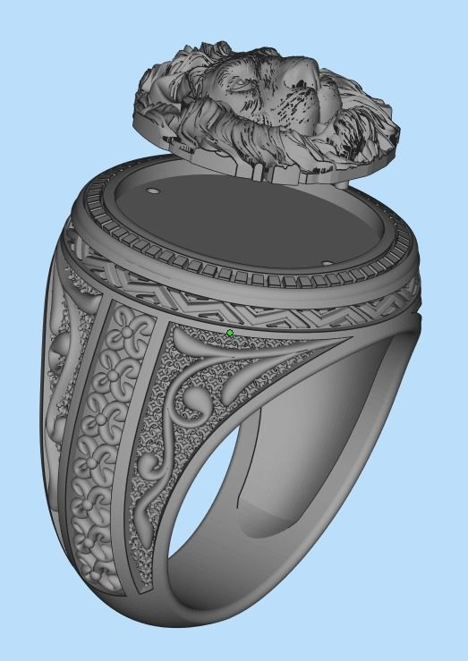 Patterned lion ring 780 3D print model_16