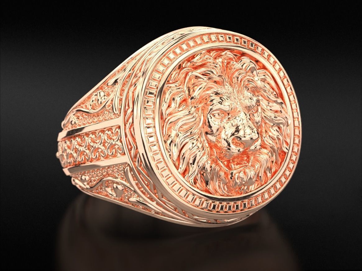 Patterned lion ring 780 3D print model_15