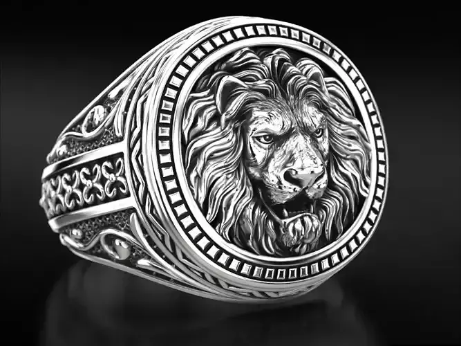 Patterned lion ring 780 3D print model