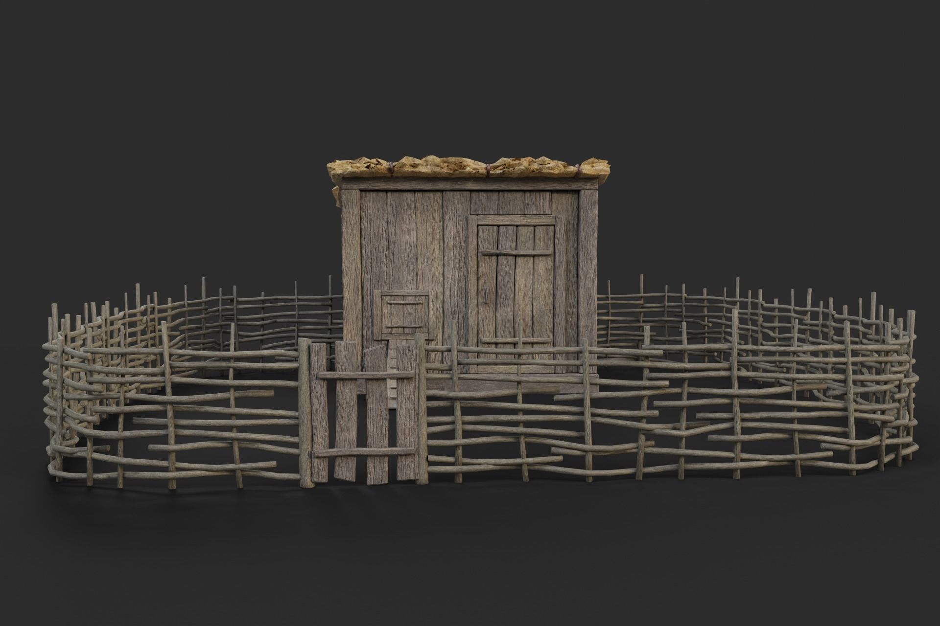 Chicken Coop Low-poly 3D model_7