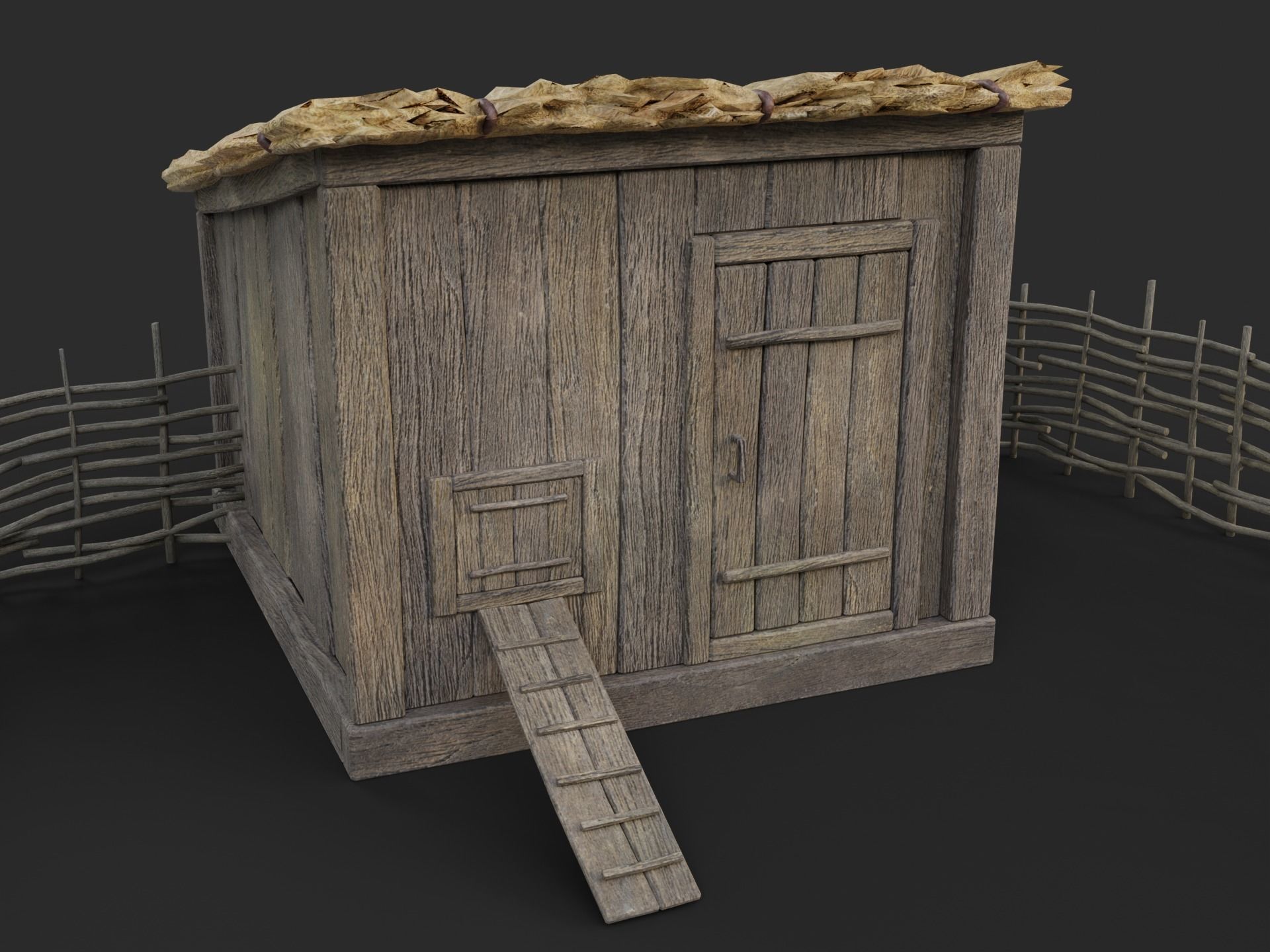 Chicken Coop Low-poly 3D model_9