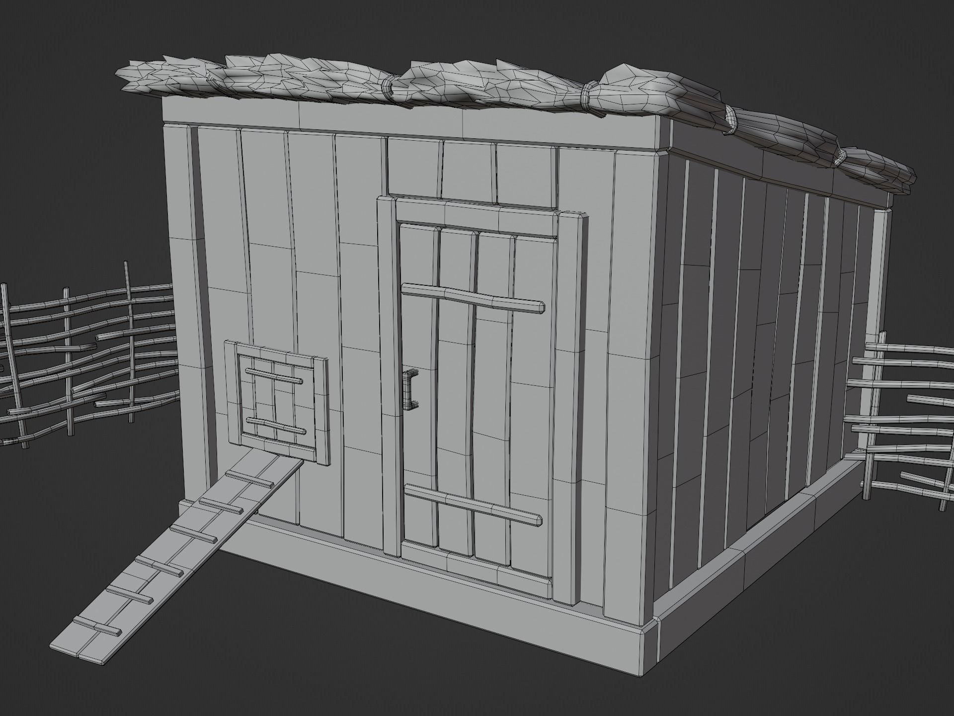 Chicken Coop Low-poly 3D model_12