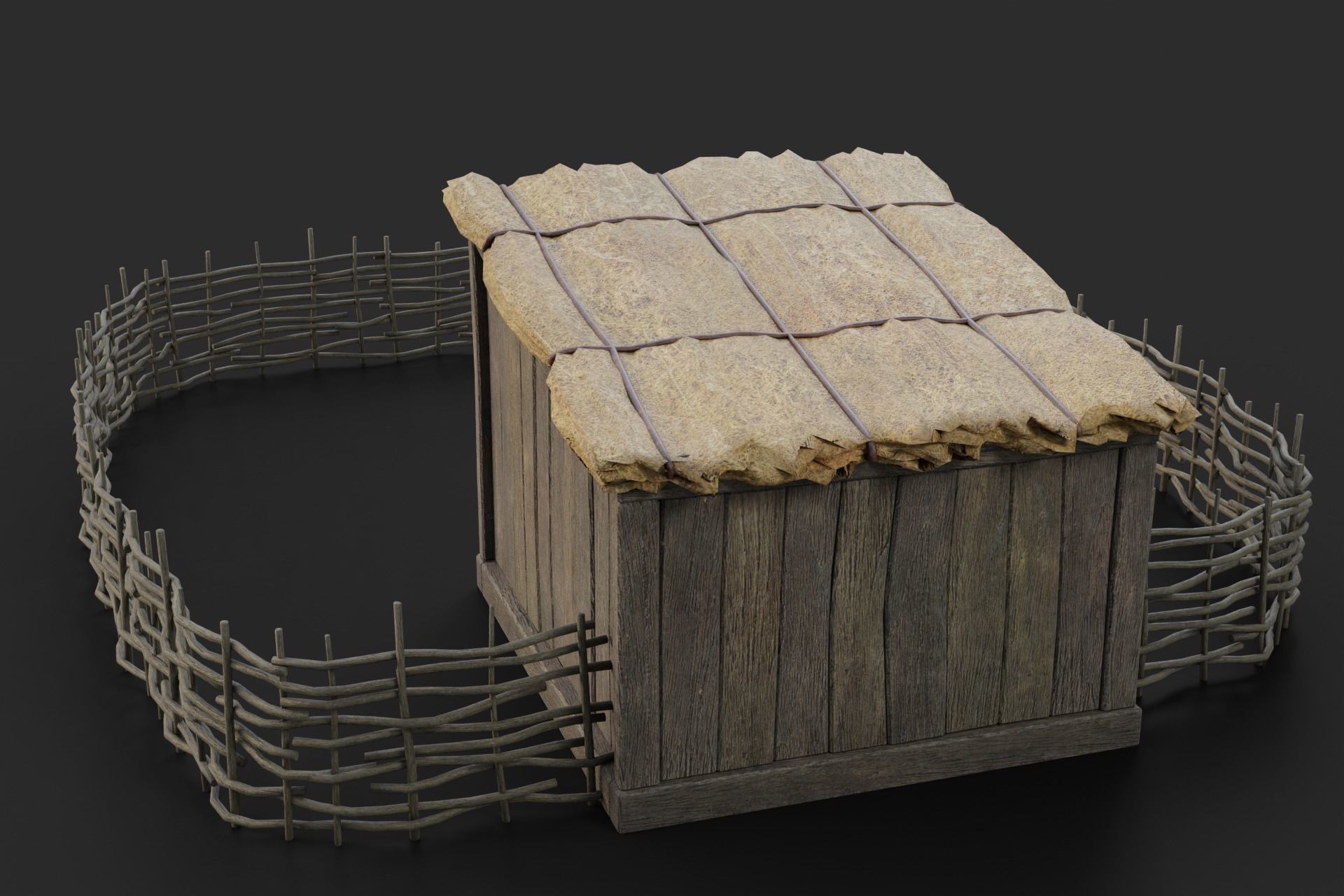 Chicken Coop Low-poly 3D model_4