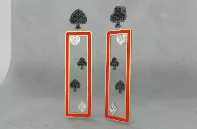 Luxury diamond card suits earrings 3D print model