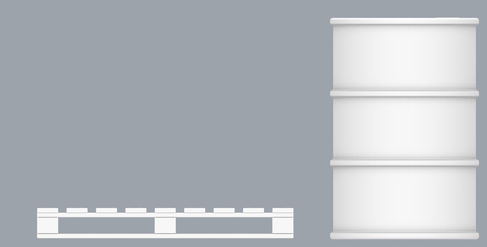 Oil Barrel and Wooden Pallet Set Low-poly 3D model_12