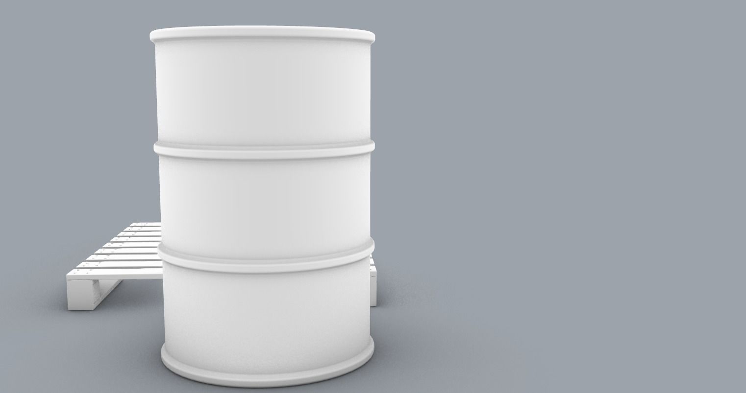 Oil Barrel and Wooden Pallet Set Low-poly 3D model_9