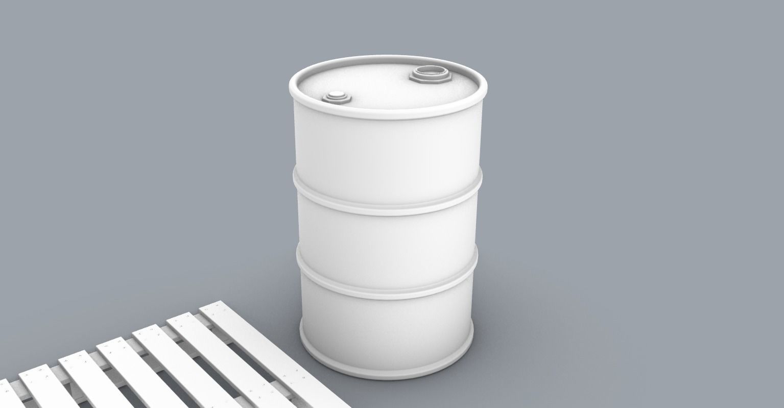 Oil Barrel and Wooden Pallet Set Low-poly 3D model_6