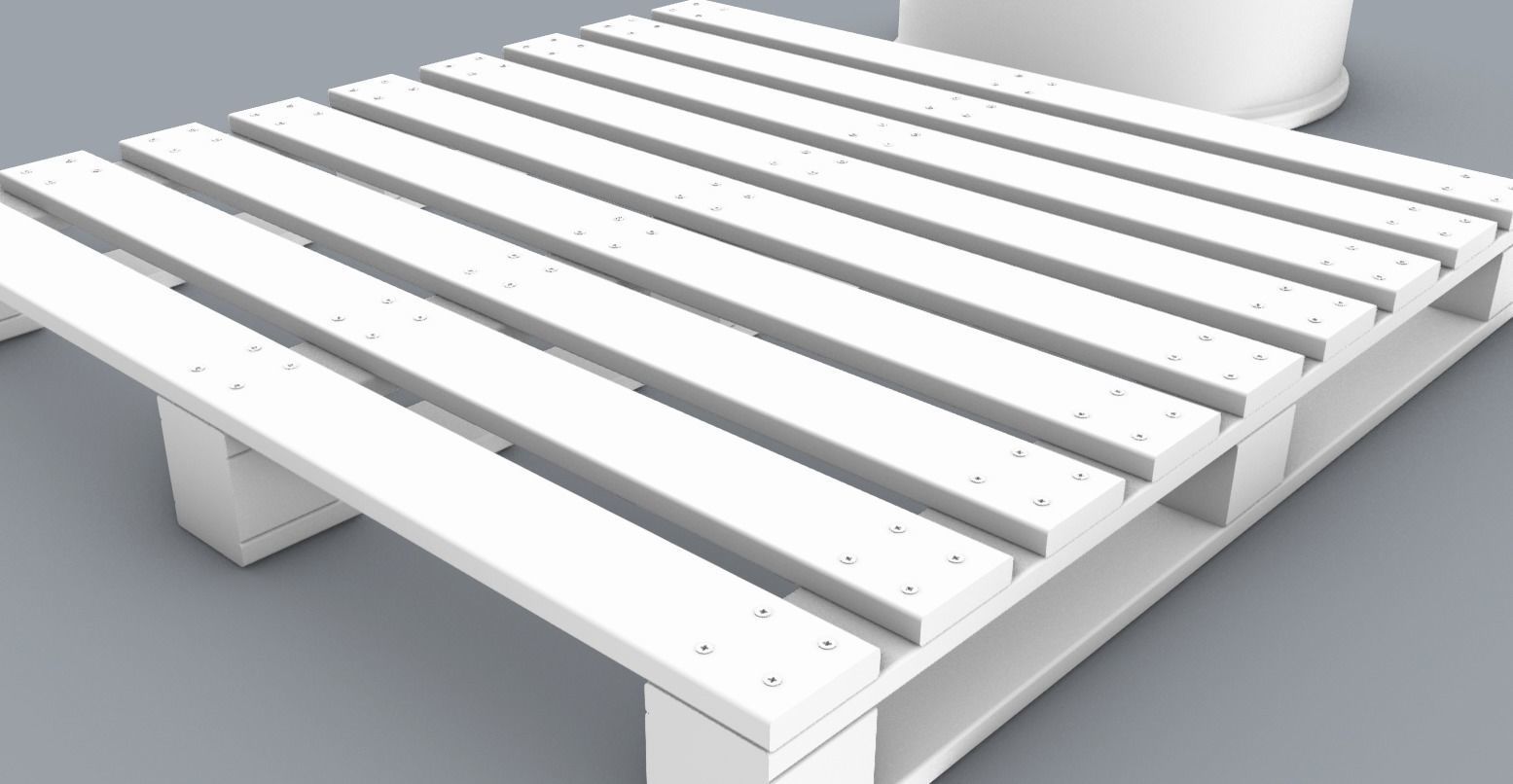 Oil Barrel and Wooden Pallet Set Low-poly 3D model_4