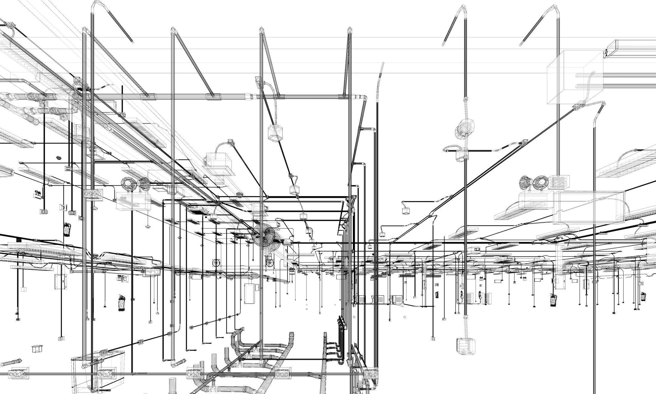 MEP piping in building 3D model_11