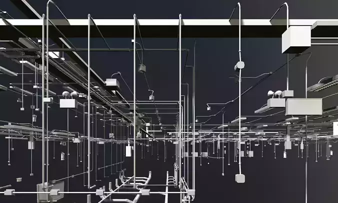 MEP piping in building 3D model