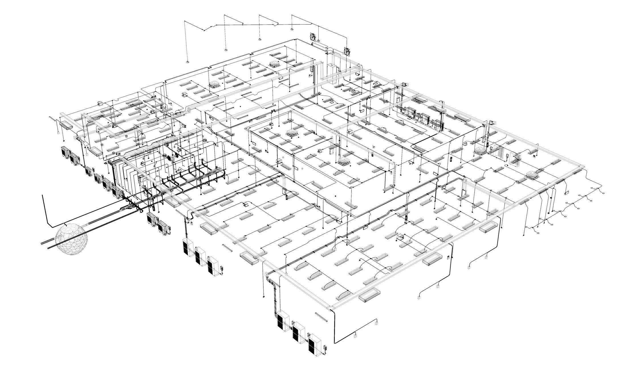 MEP piping in building 3D model_7