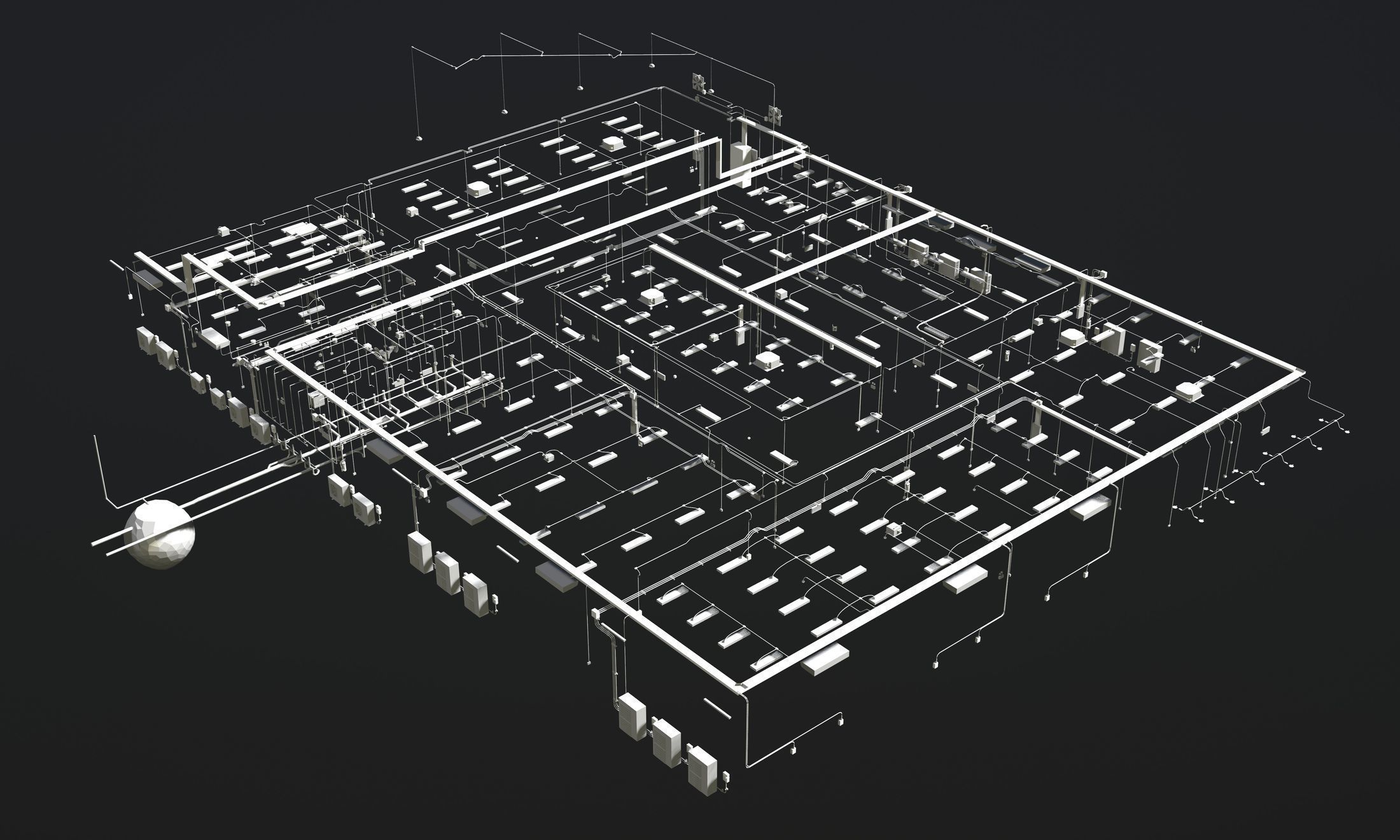 MEP piping in building 3D model_3