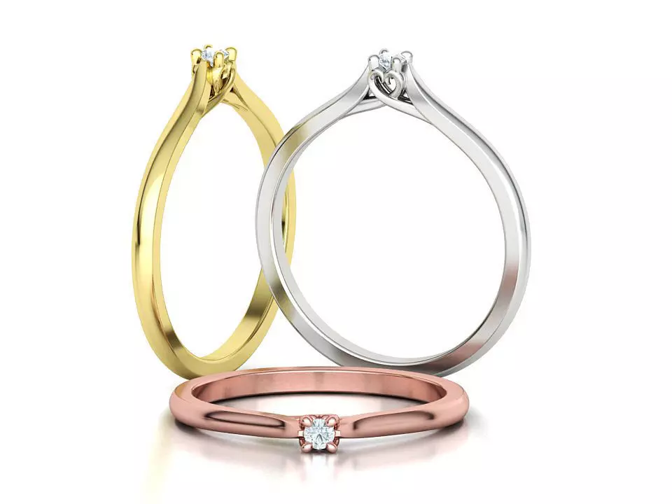 Delicate Solitaire Ring 2mm main stone Trellis Ring 3dmodel 3D print model_0