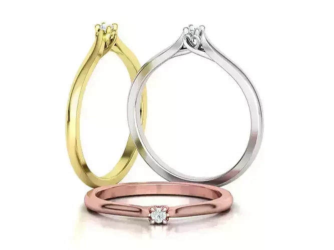 Delicate Solitaire Ring 2mm main stone Trellis Ring 3dmodel 3D print model
