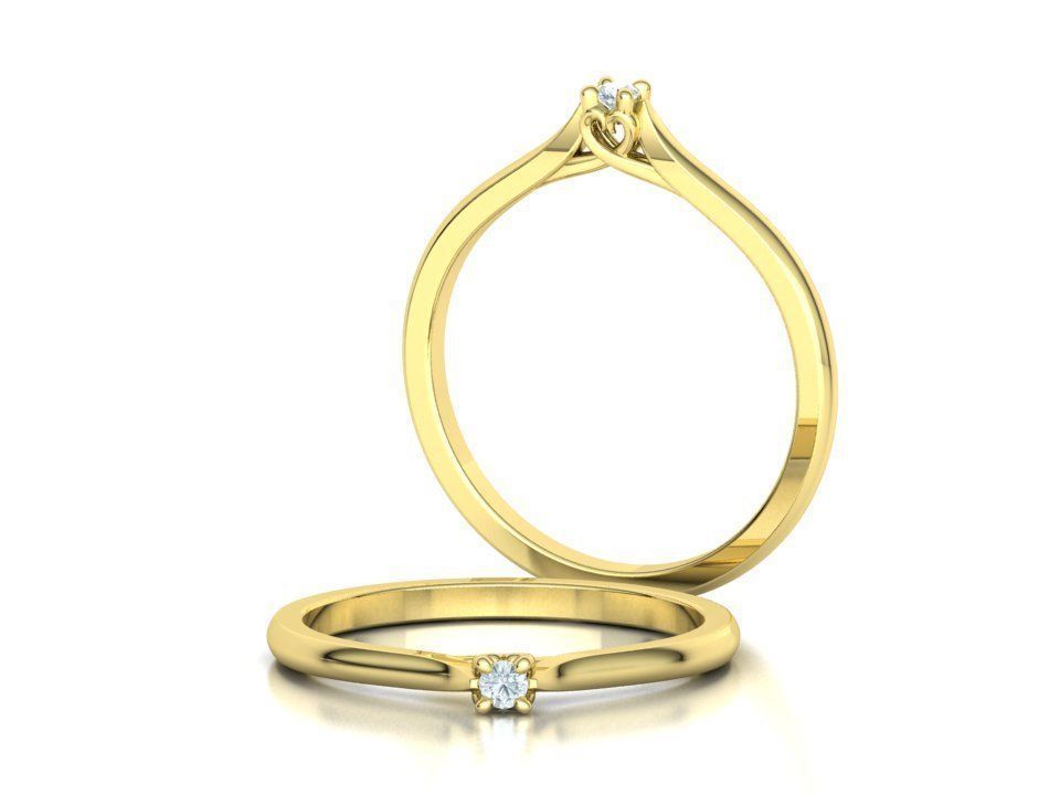 Delicate Solitaire Ring 2mm main stone Trellis Ring 3dmodel 3D print model_4