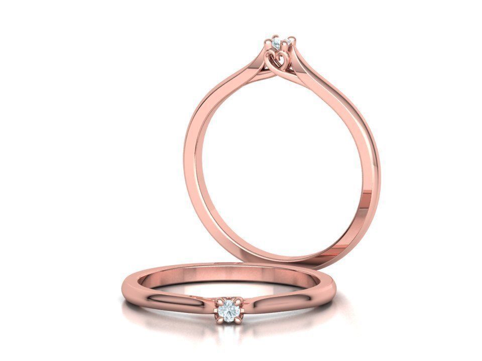 Delicate Solitaire Ring 2mm main stone Trellis Ring 3dmodel 3D print model_3