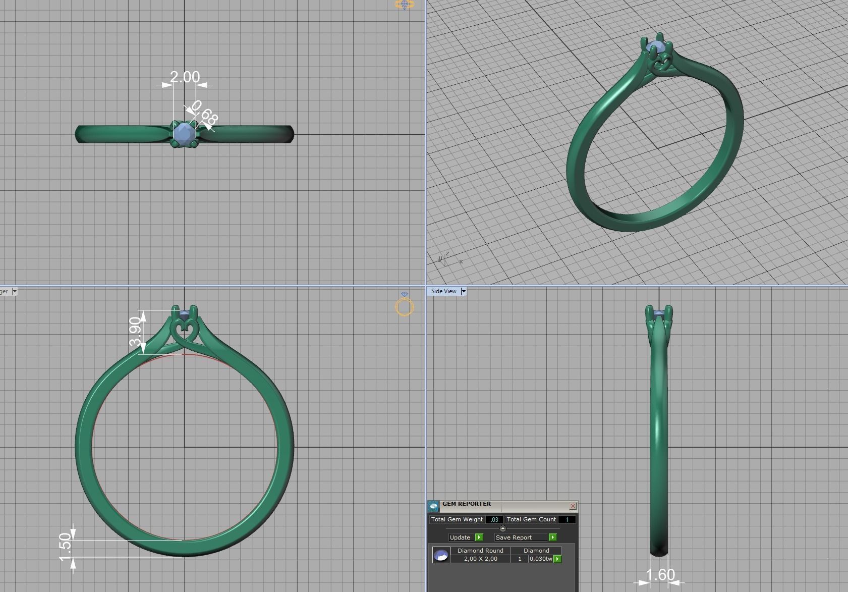 Delicate Solitaire Ring 2mm main stone Trellis Ring 3dmodel 3D print model_6