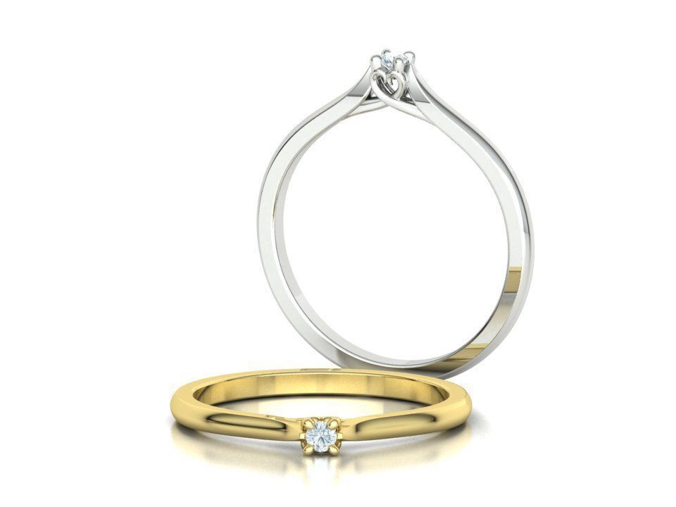 Delicate Solitaire Ring 2mm main stone Trellis Ring 3dmodel 3D print model_2