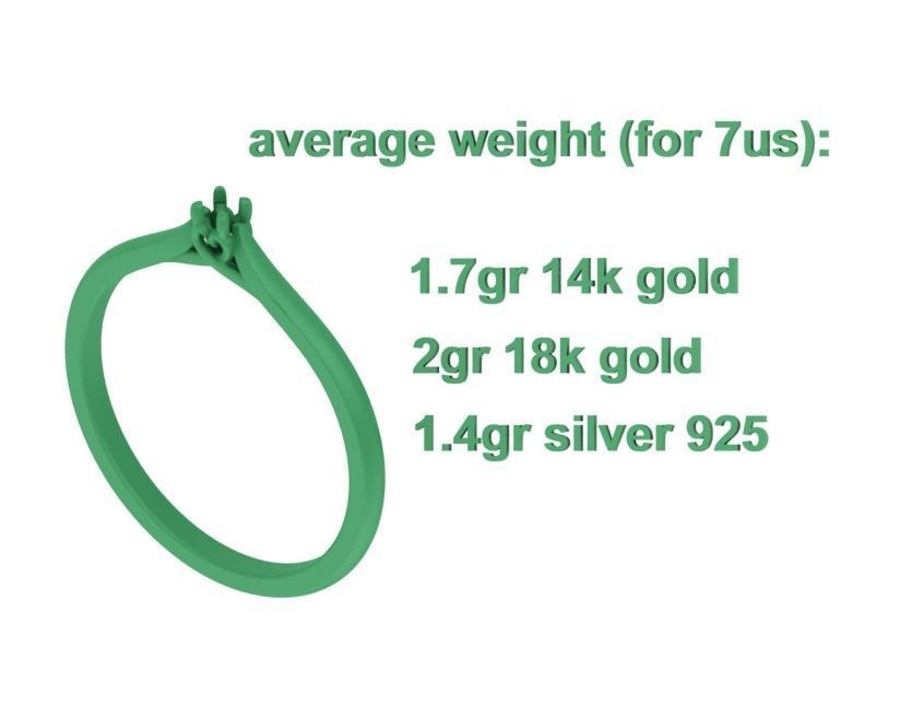 Delicate Solitaire Ring 2mm main stone Trellis Ring 3dmodel 3D print model_11