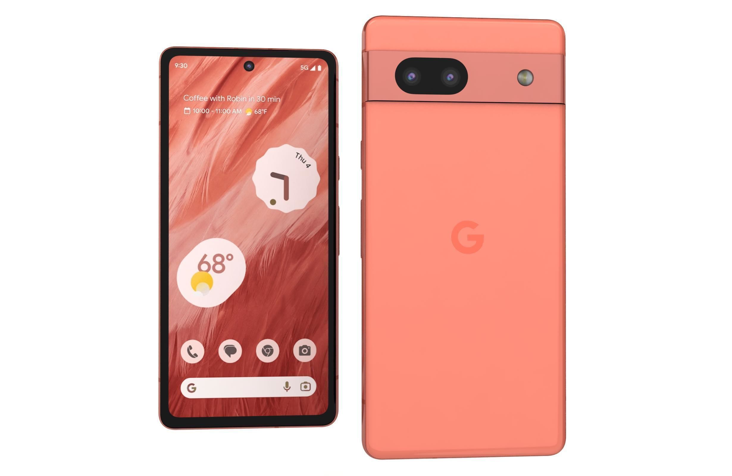 Google Pixel 7A Kinda Coral Low-poly 3D model_7