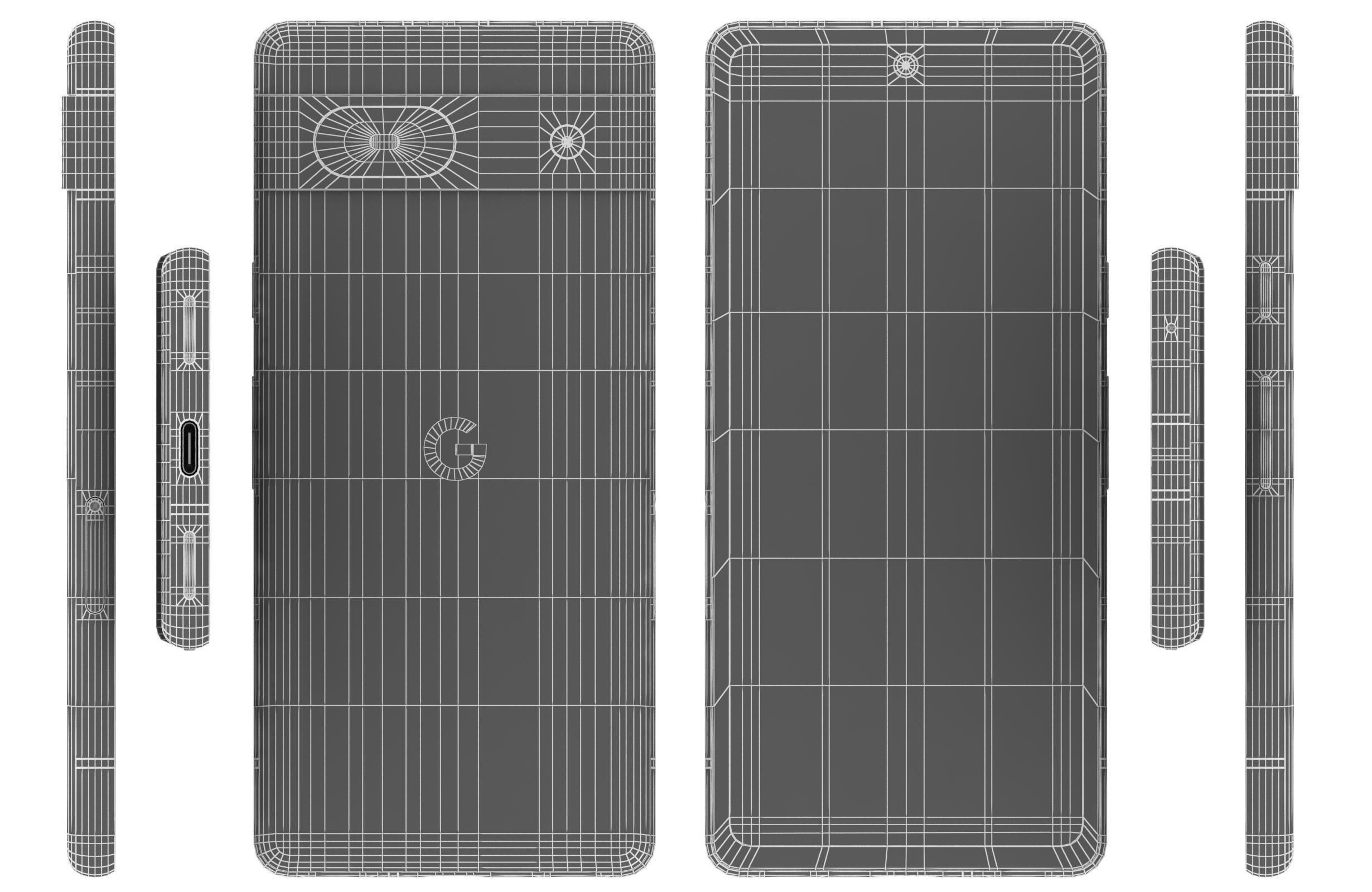 Google Pixel 7A Kinda Coral Low-poly 3D model_16