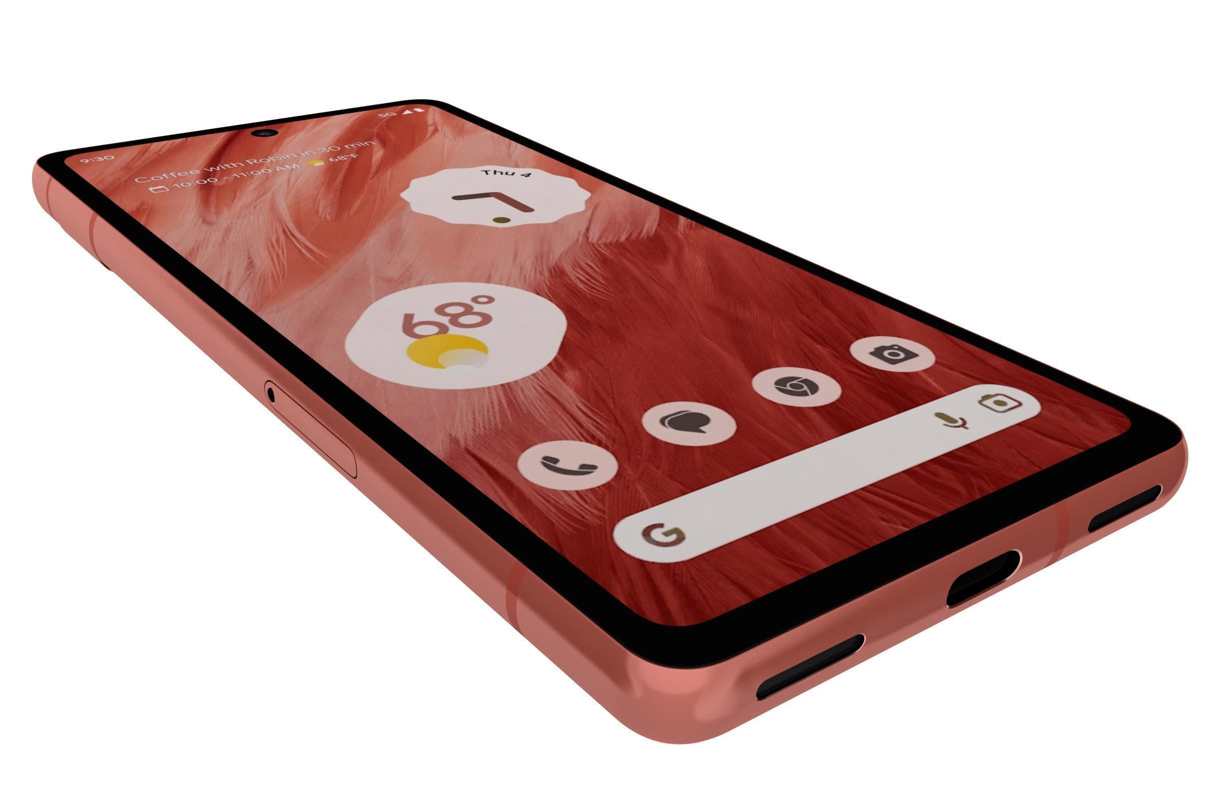 Google Pixel 7A Kinda Coral Low-poly 3D model_12
