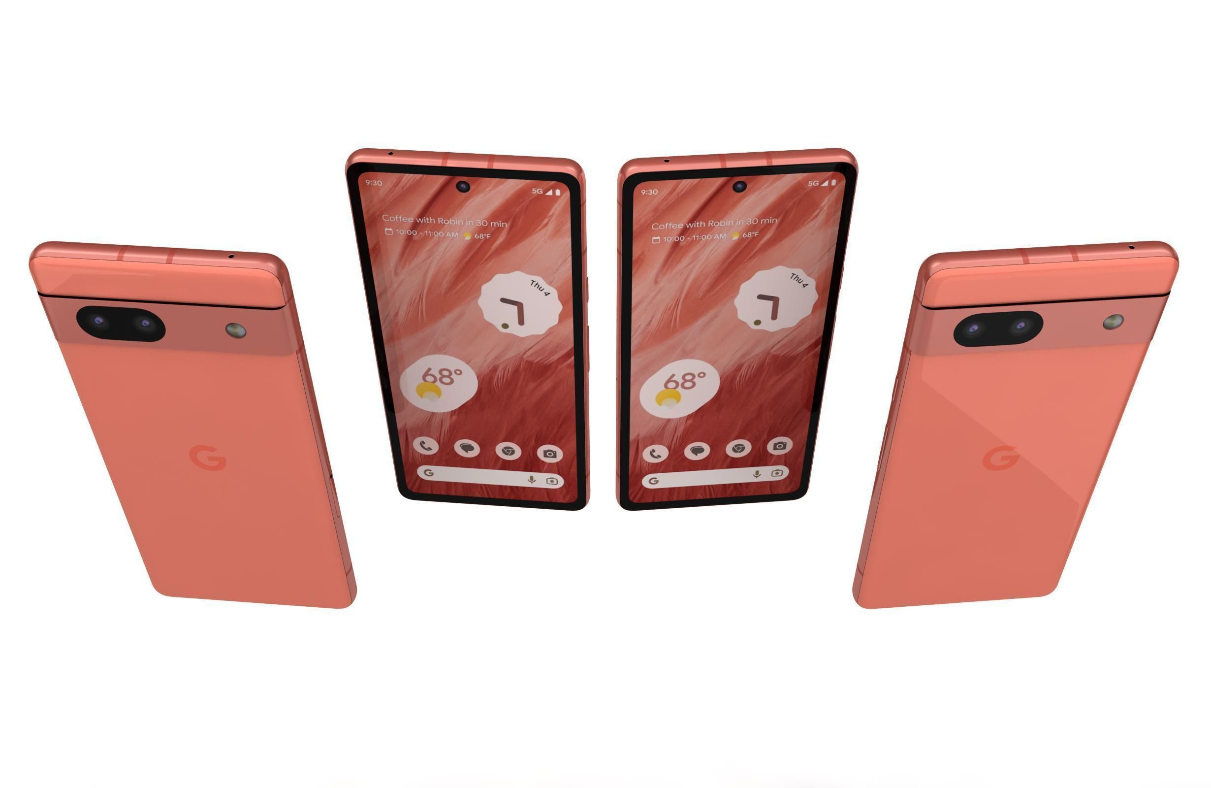 Google Pixel 7A Kinda Coral Low-poly 3D model_4