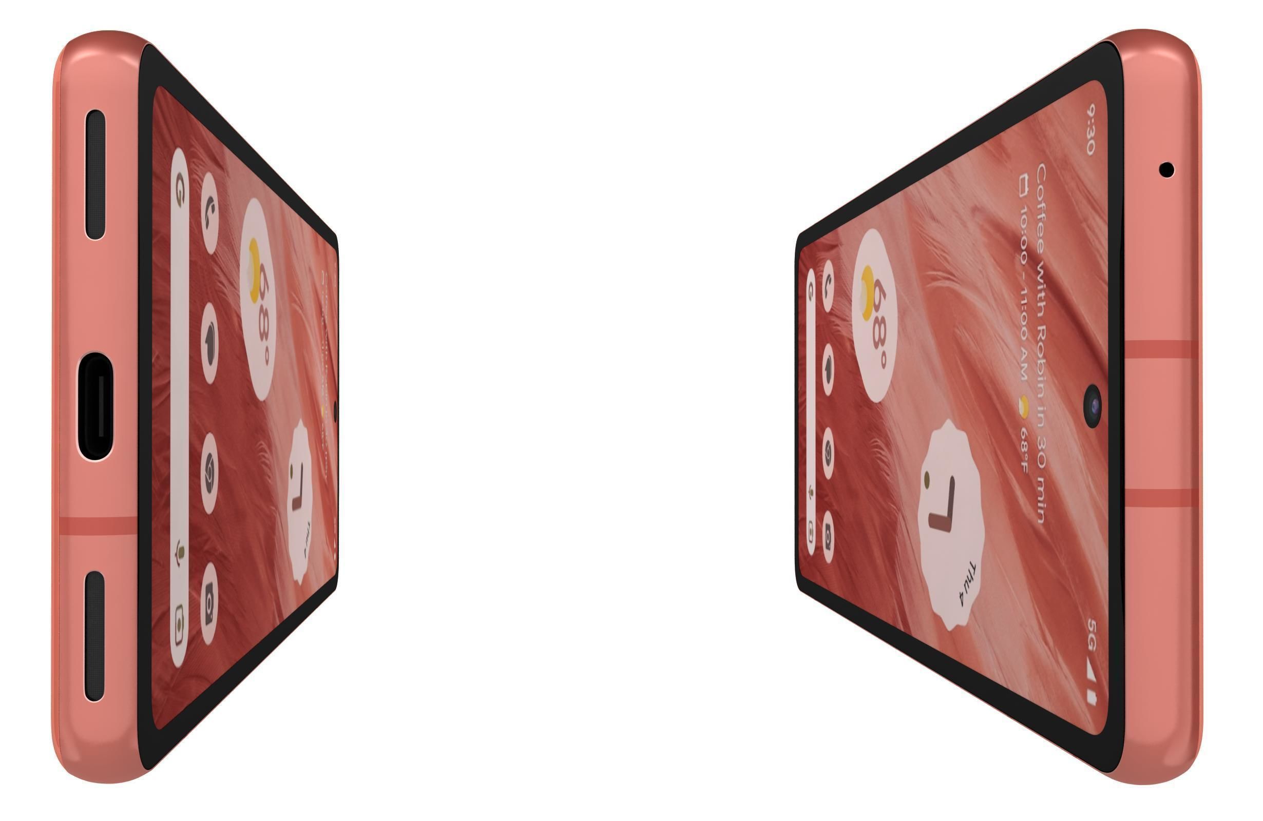 Google Pixel 7A Kinda Coral Low-poly 3D model_8