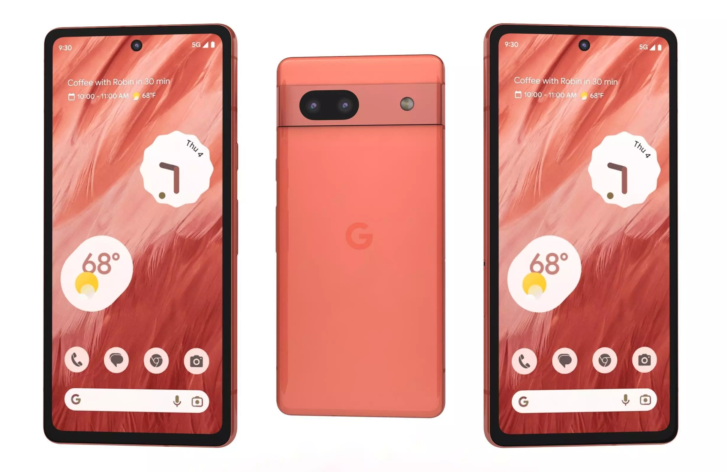 Google Pixel 7A Kinda Coral Low-poly 3D model_0
