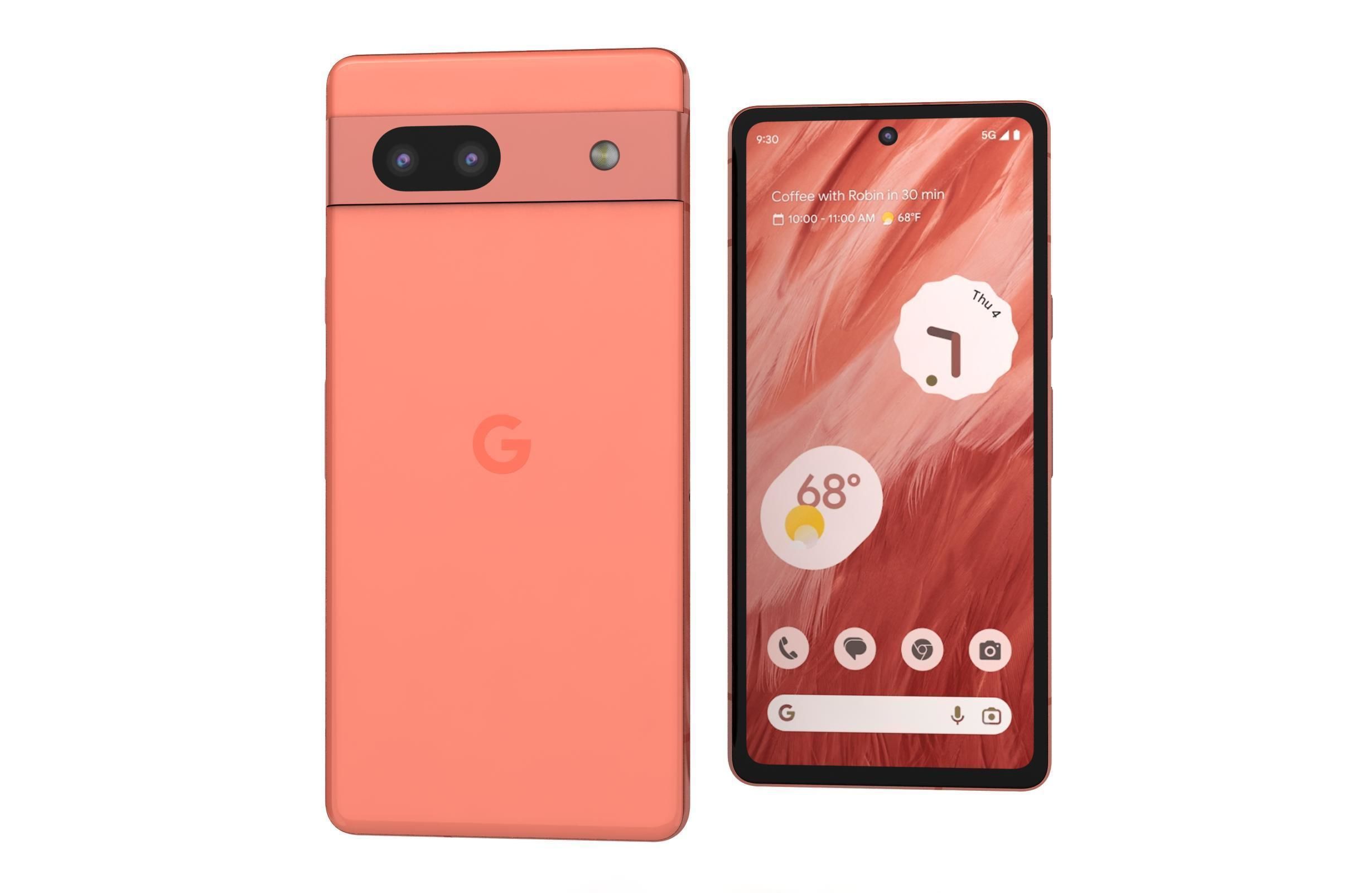 Google Pixel 7A Kinda Coral Low-poly 3D model_6