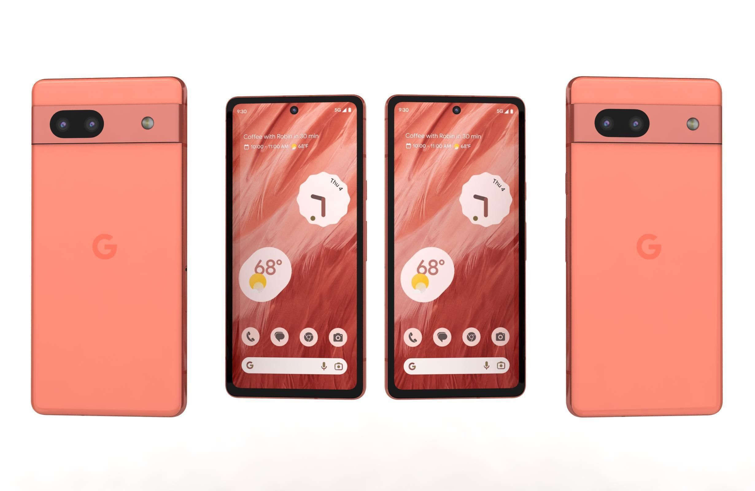 Google Pixel 7A Kinda Coral Low-poly 3D model_3