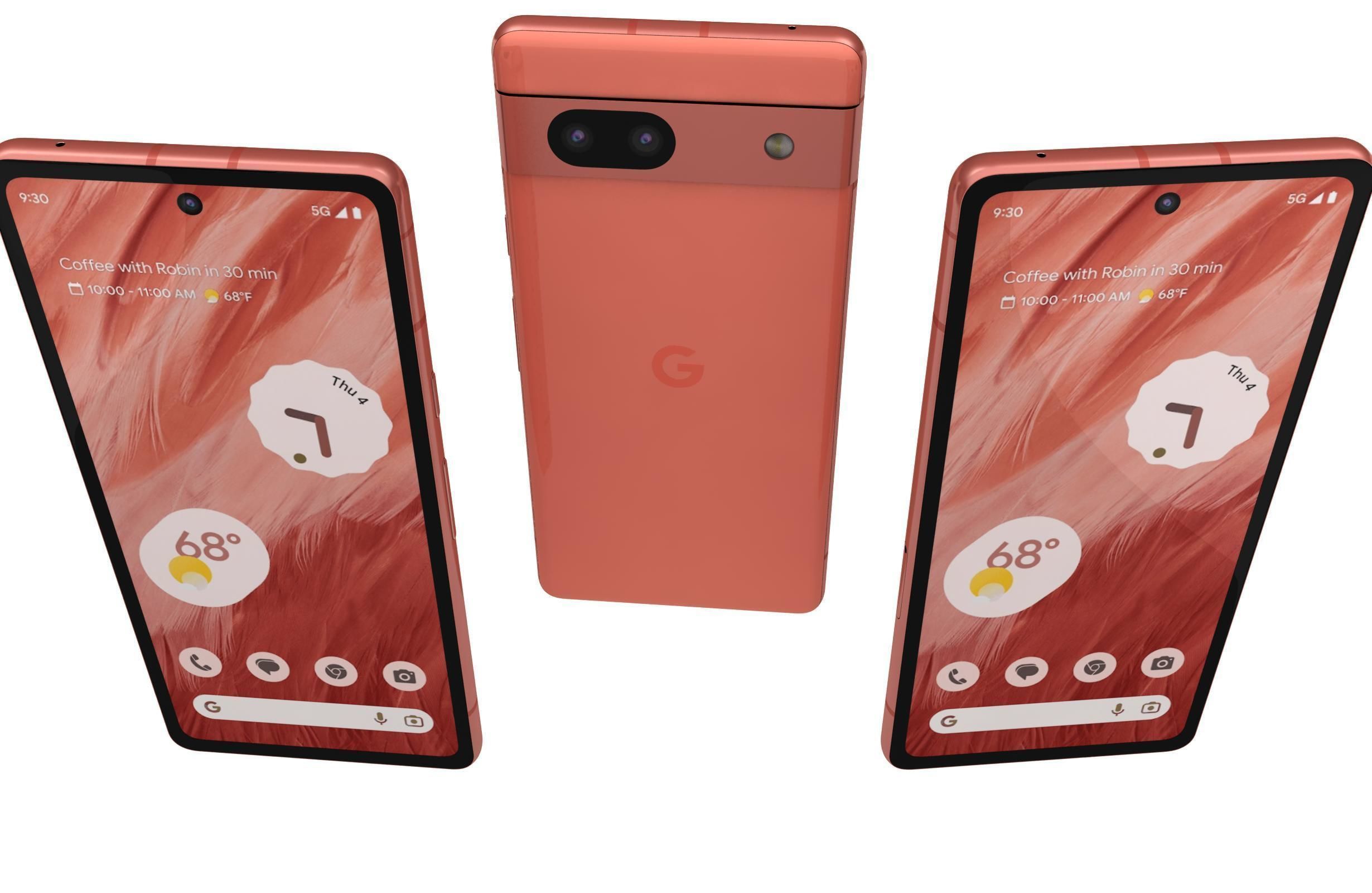 Google Pixel 7A Kinda Coral Low-poly 3D model_1