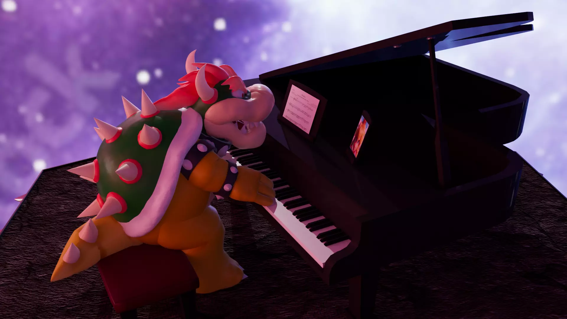 Bowser with the piano Low-poly 3D model_0
