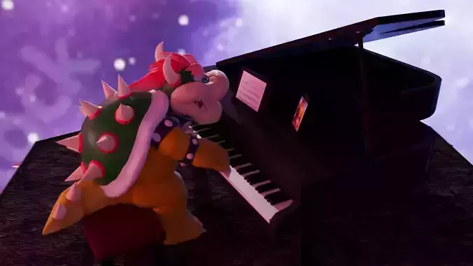 Bowser with the piano Low-poly 3D model