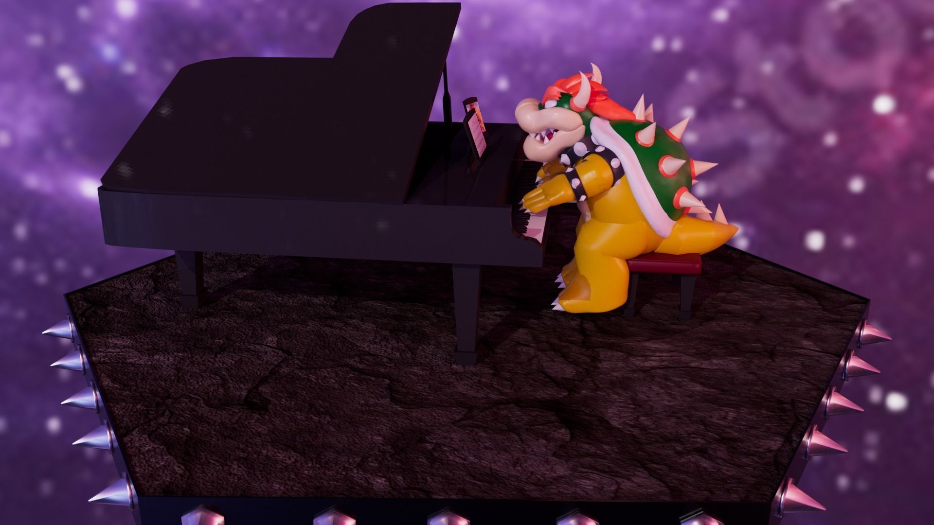 Bowser with the piano Low-poly 3D model_8