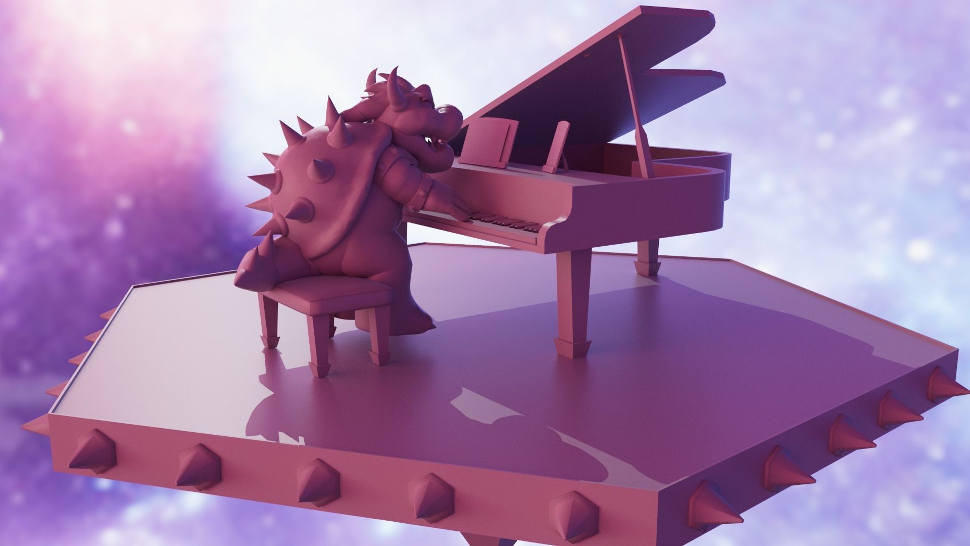 Bowser with the piano Low-poly 3D model_35