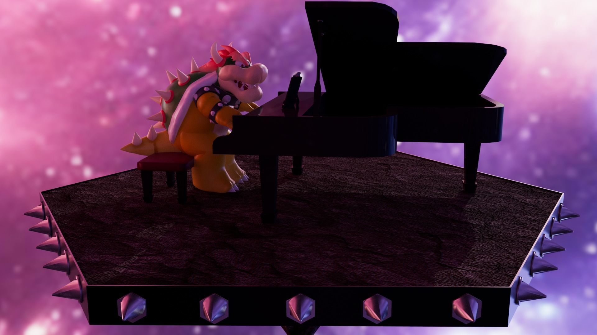 Bowser with the piano Low-poly 3D model_3