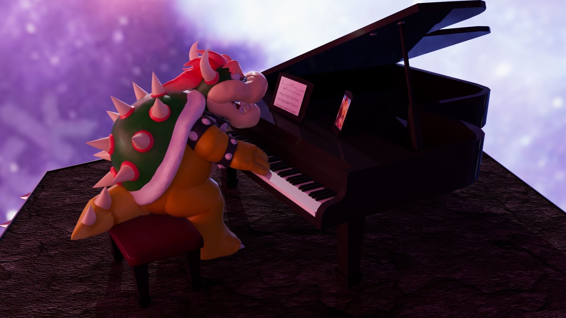 Bowser with the piano Low-poly 3D model_13