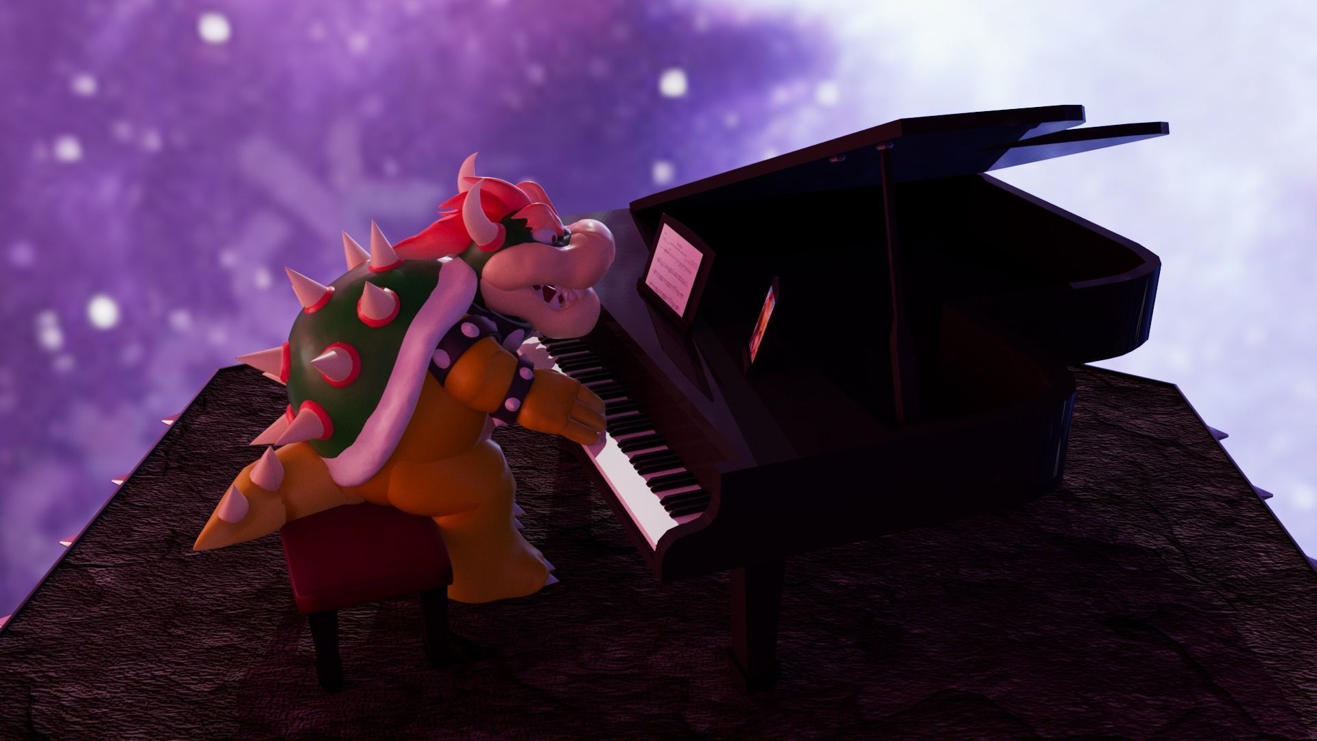 Bowser with the piano Low-poly 3D model_20
