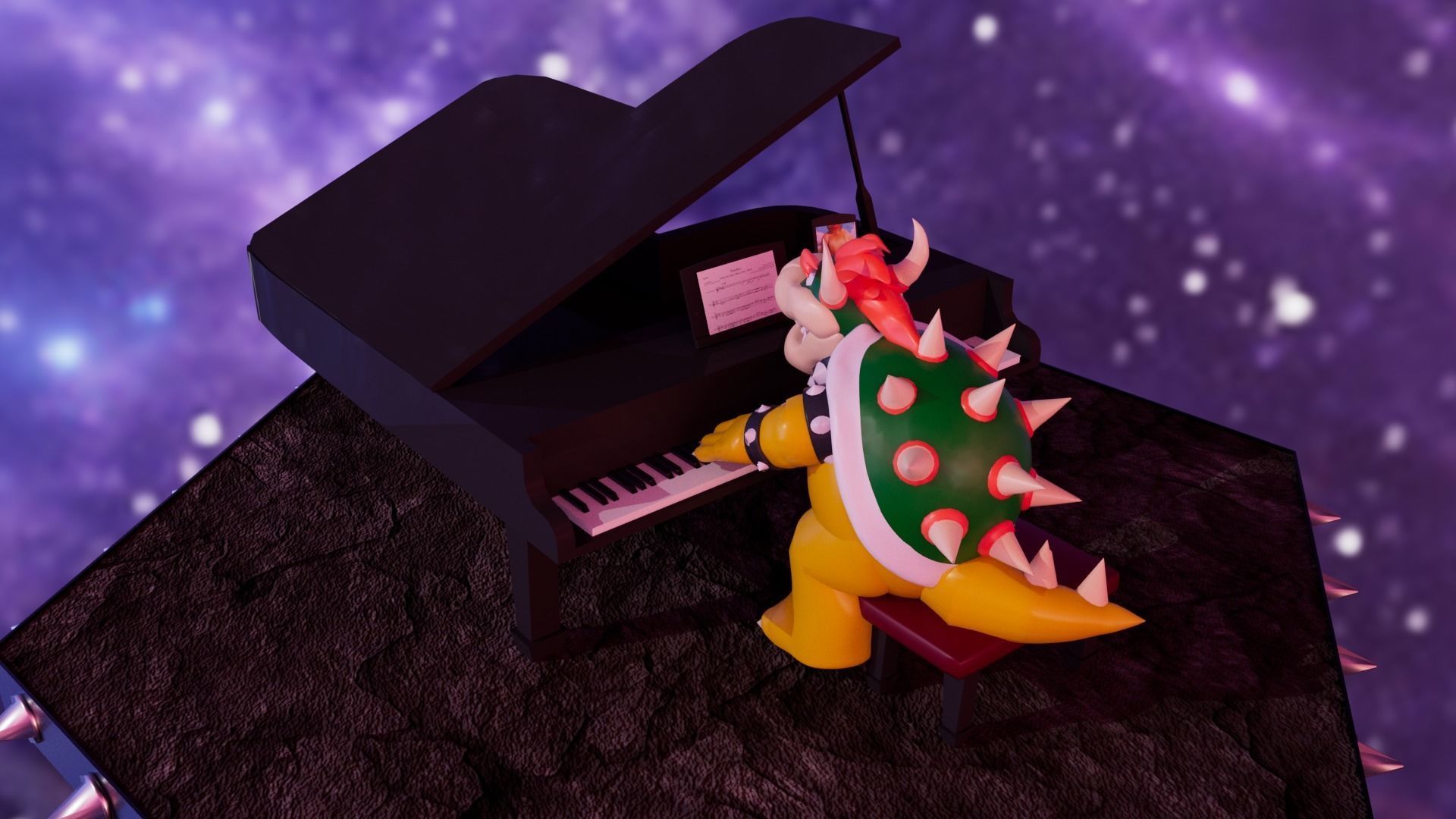 Bowser with the piano Low-poly 3D model_19