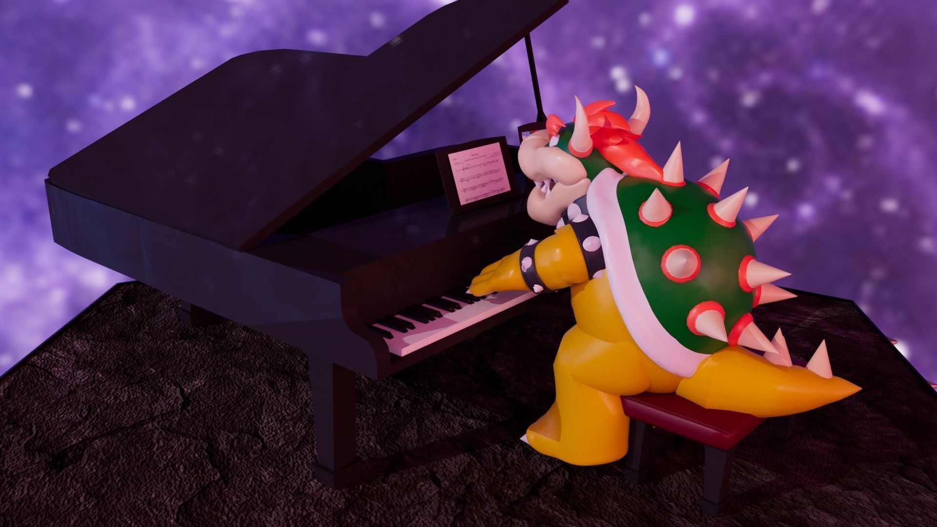 Bowser with the piano Low-poly 3D model_16