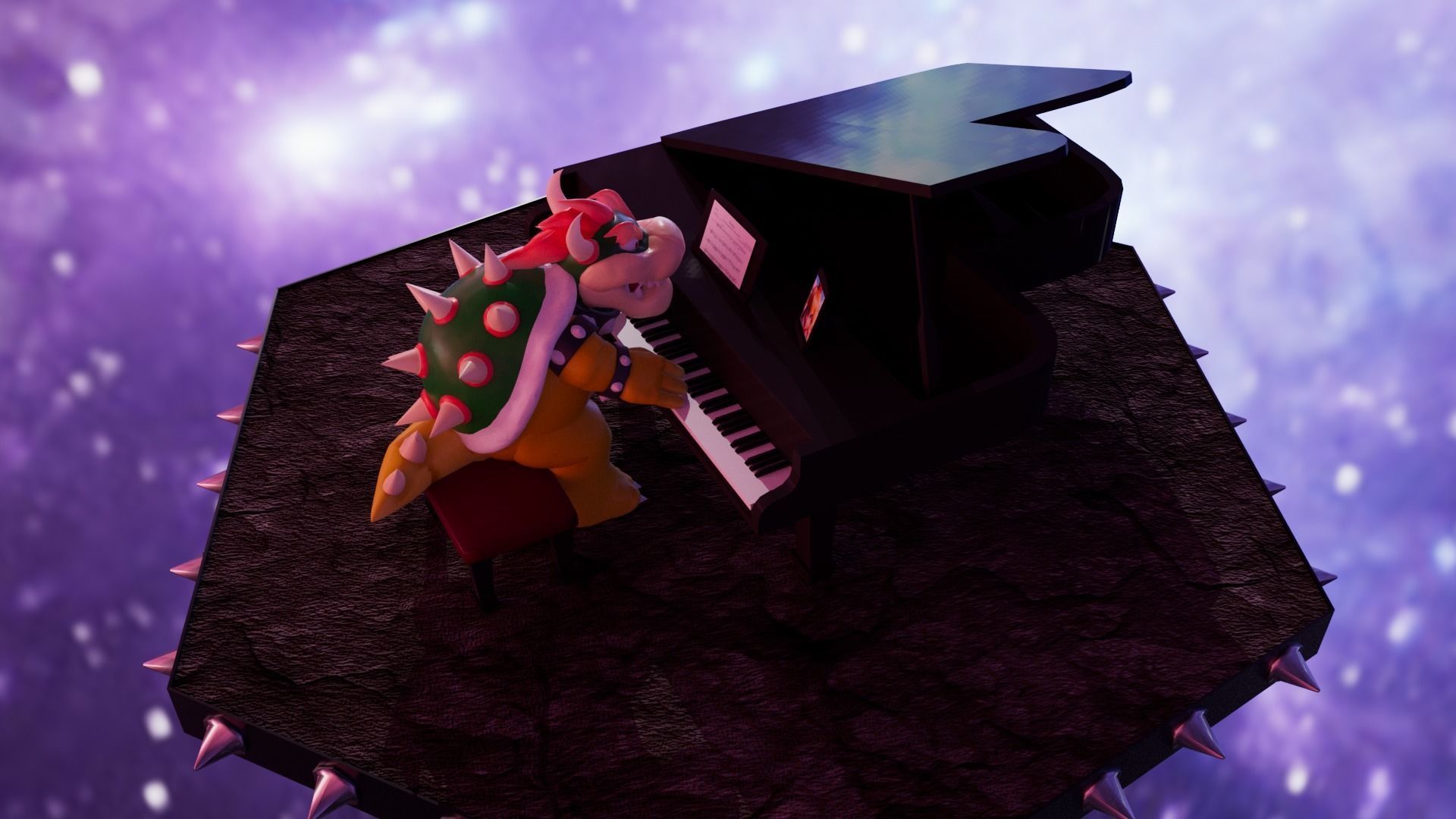 Bowser with the piano Low-poly 3D model_34
