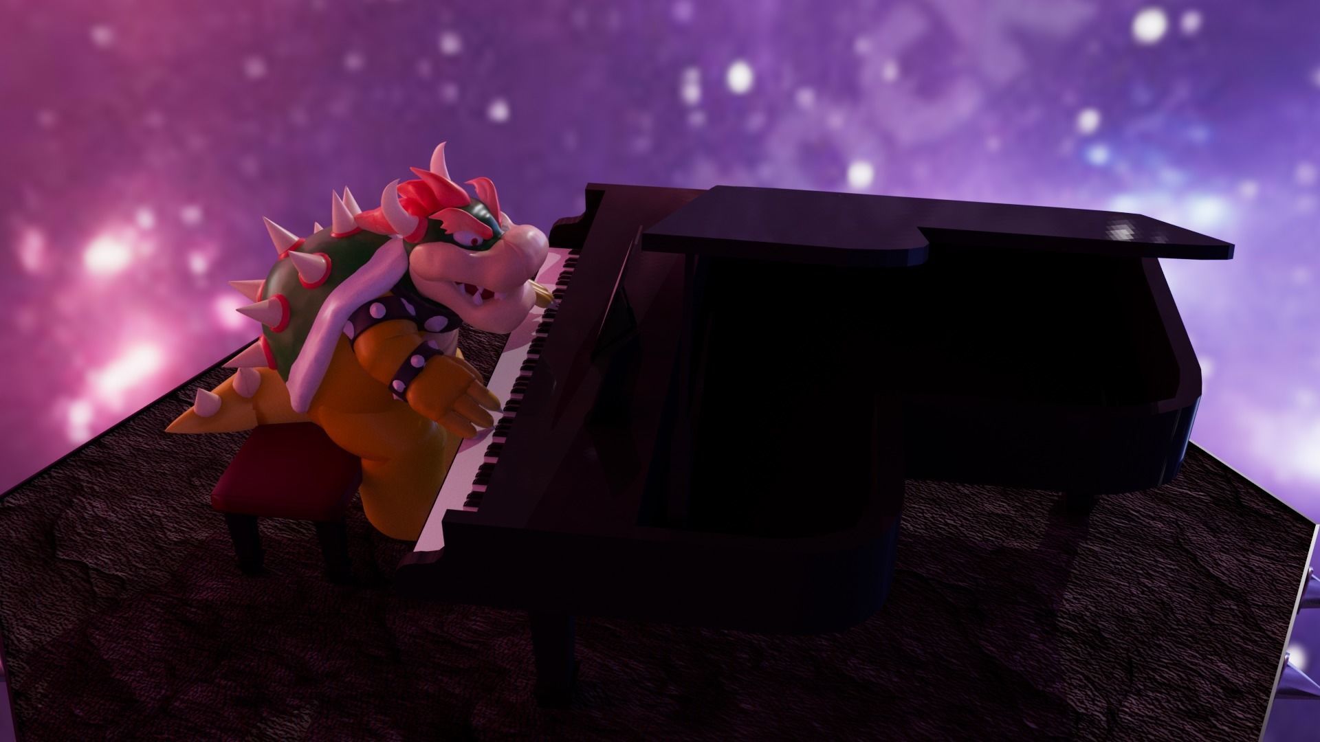 Bowser with the piano Low-poly 3D model_21