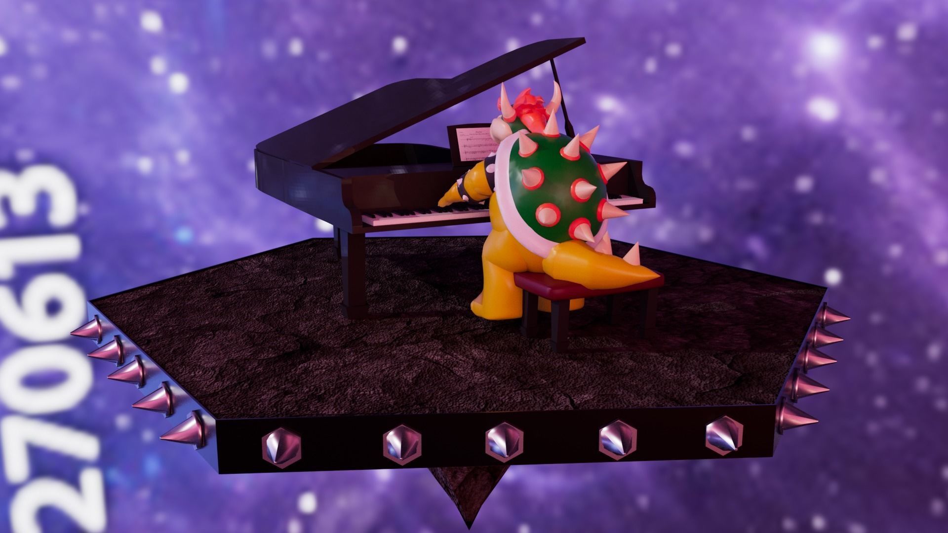 Bowser with the piano Low-poly 3D model_32
