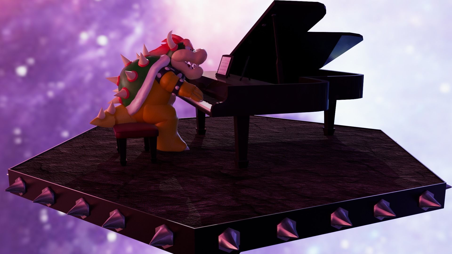 Bowser with the piano Low-poly 3D model_2