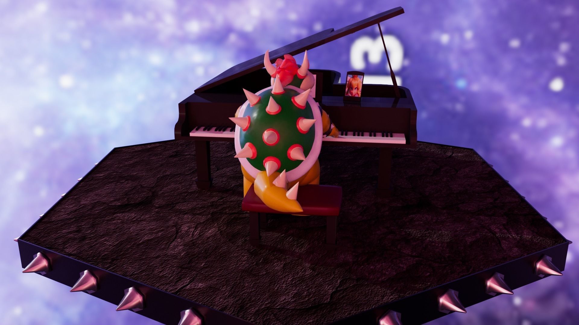 Bowser with the piano Low-poly 3D model_11