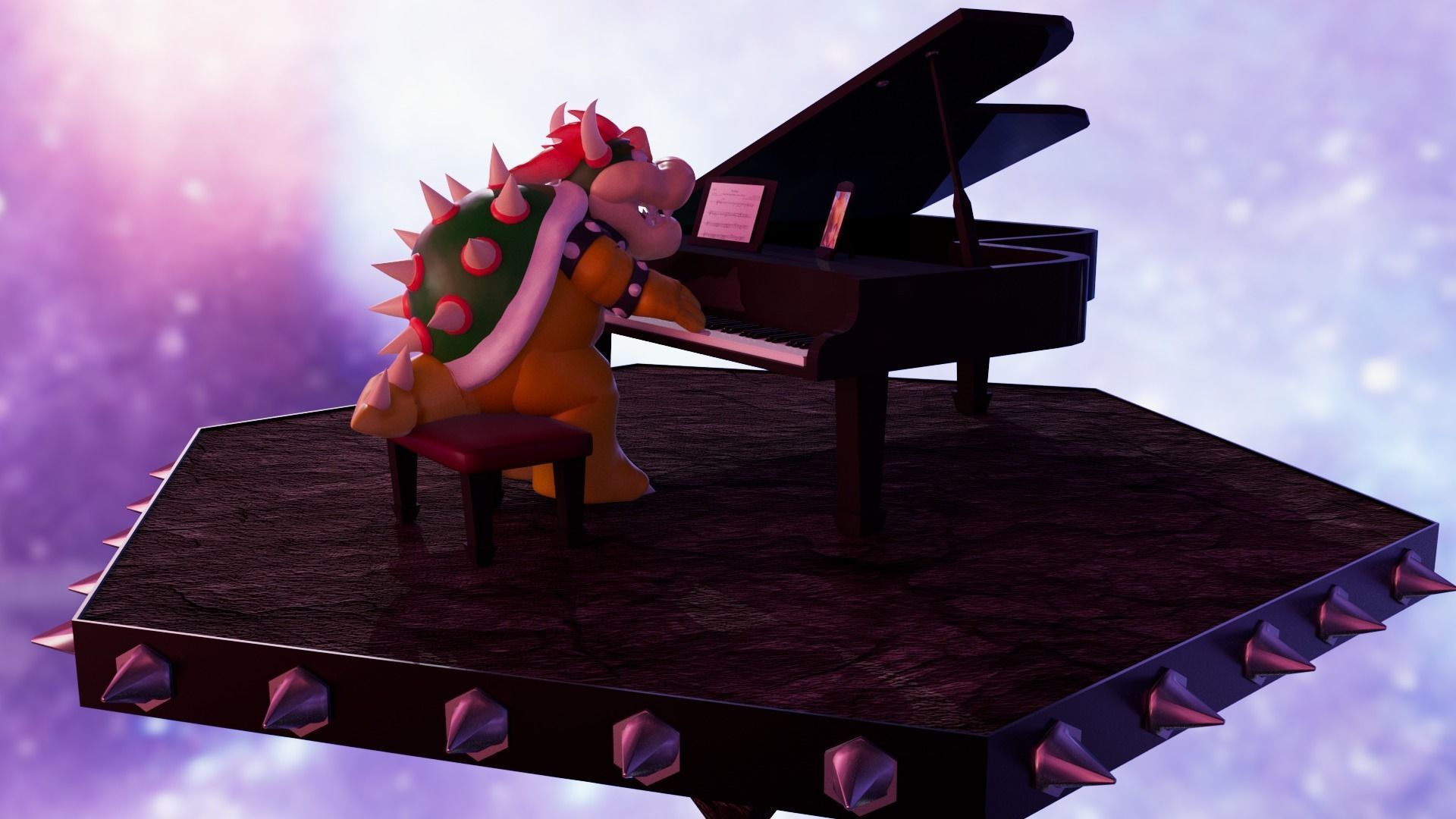 Bowser with the piano Low-poly 3D model_1
