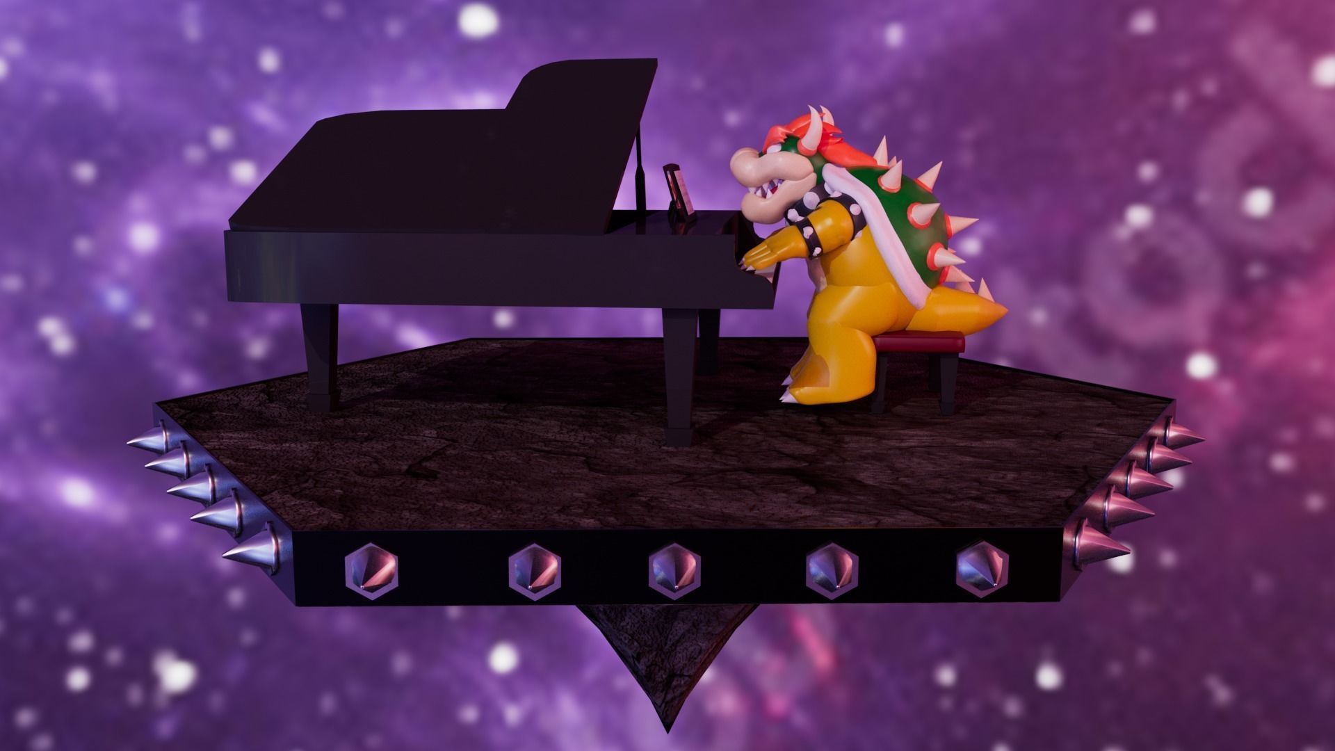 Bowser with the piano Low-poly 3D model_30